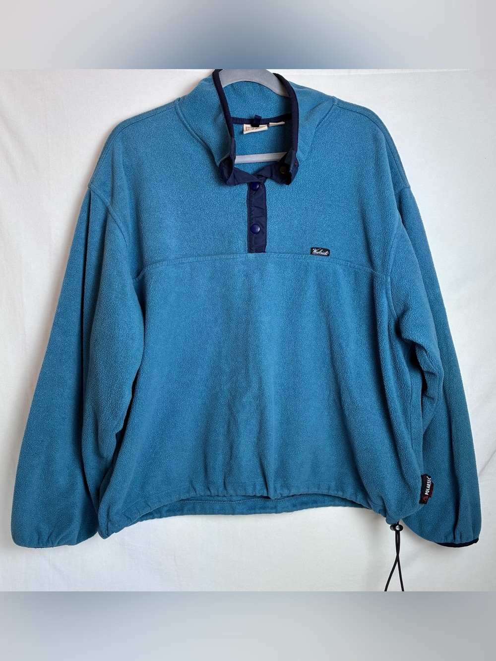 Vintage Woolrich Polartec Fleece Pullover Womens XL Blue USA Snap T Drawstring